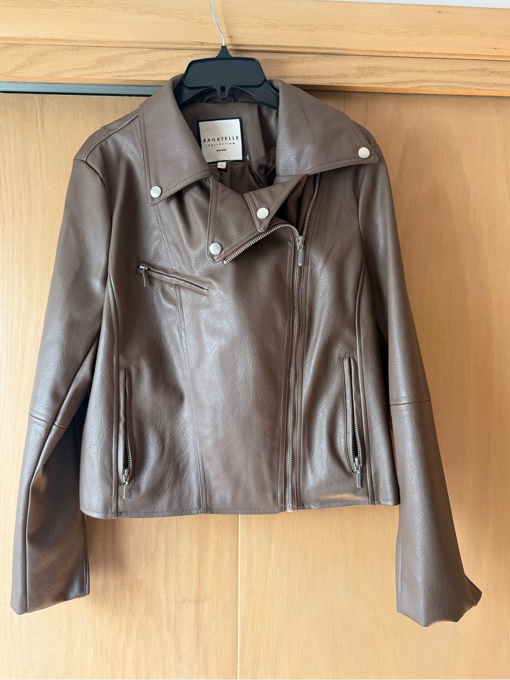 bagatelle Chocolate Brown Faux Leather Moto Jacket
